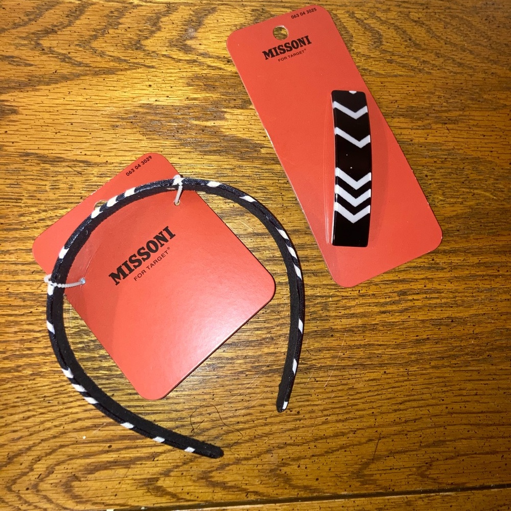 Missoni Headband & Barrett- Black & White Chevron - NWT & Vintage - Picture 4 of 4